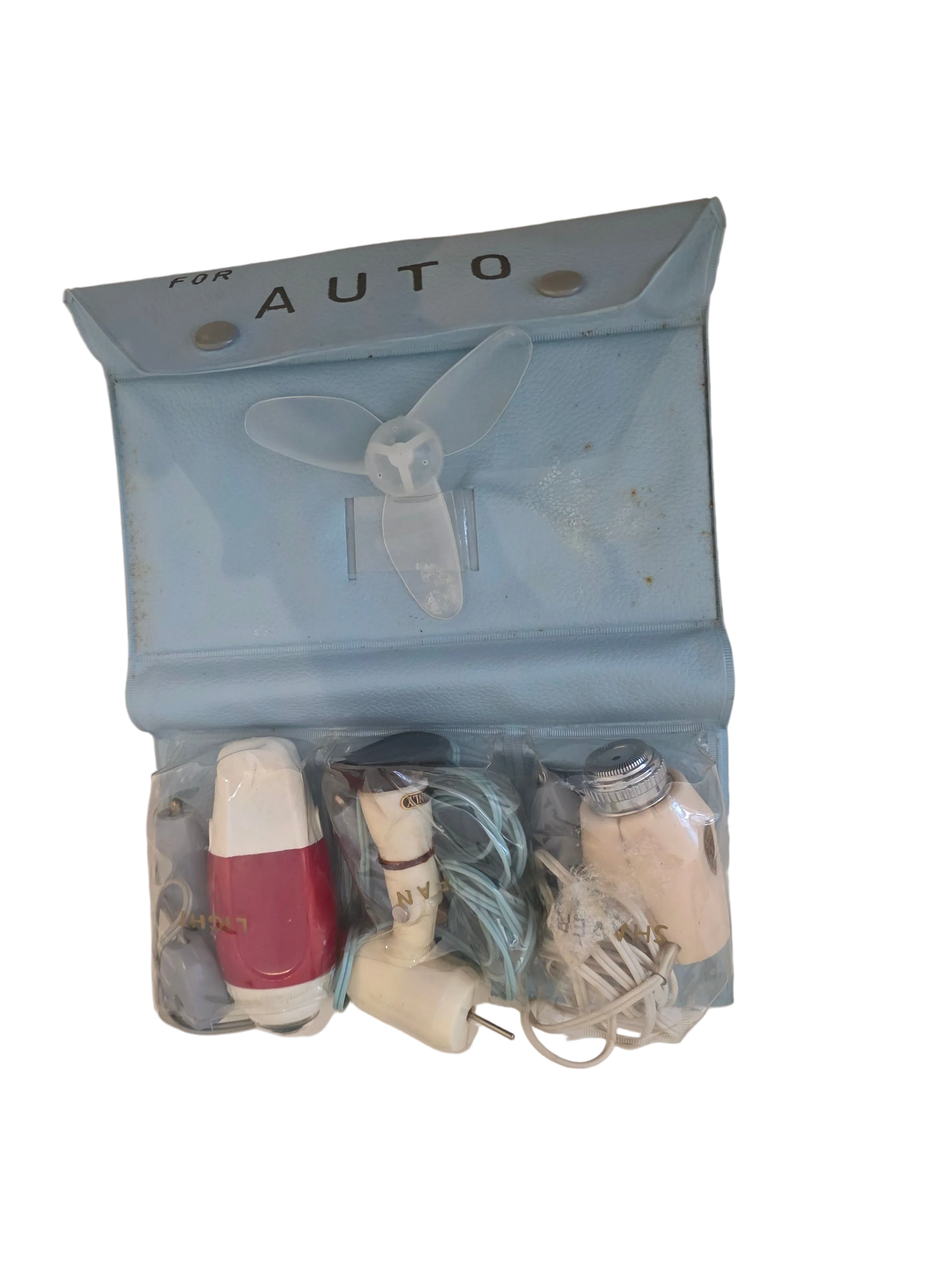 Vintage 6V Auto Accessory Kit | 3-Piece Shaver, Fan & Light (Made in Japan)